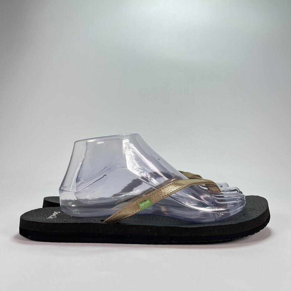 Sanuk Yoga Joy Metallic Gold Flip Flops Thong Sandals 1092006 Women's Size 11
